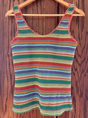 Multicolor Striped Crochet Tank Top - Women